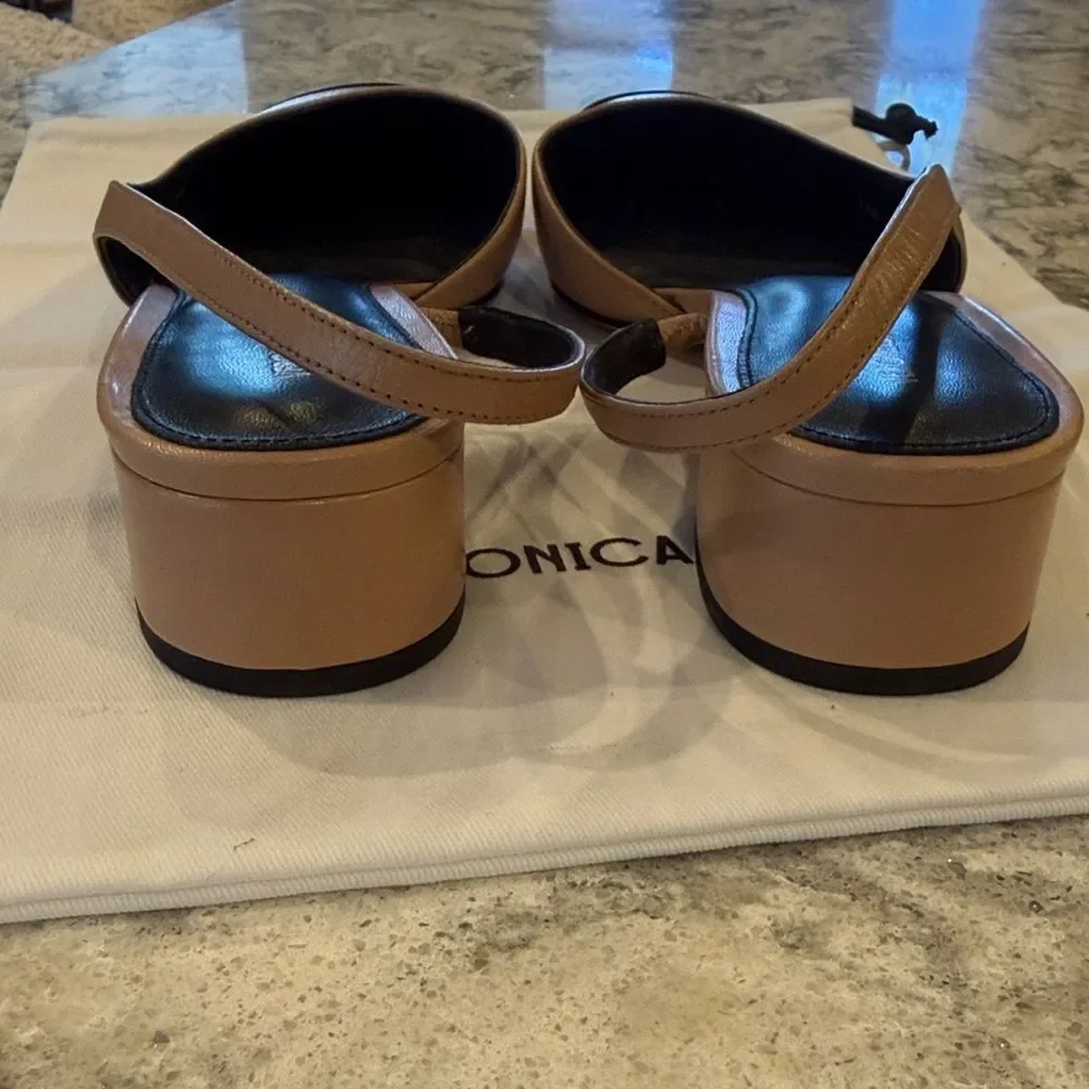 Veronica Beard Black and Tan Cecile Slingback Heels Sz 7.5